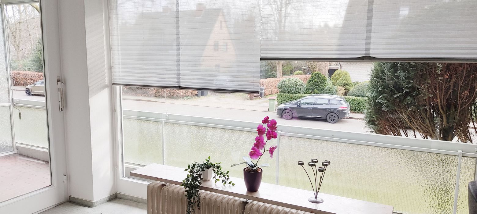 Blick vom Wohnzimmer auf den Südbalkon